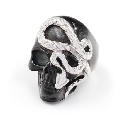 Fashion Black Snake Skull Rings For Men Punk Rock for Party Alloy Male Jewelry Domineering Creativity Accessories Whole Sale