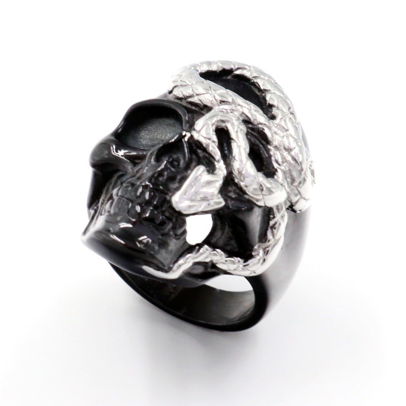 Fashion Black Snake Skull Rings For Men Punk Rock for Party Alloy Male Jewelry Domineering Creativity Accessories Whole Sale