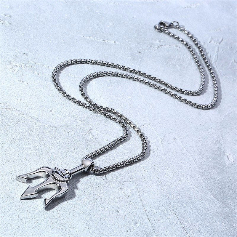 Trident Pendant Male Domineering Simple Pendant Neptune Trident Necklace